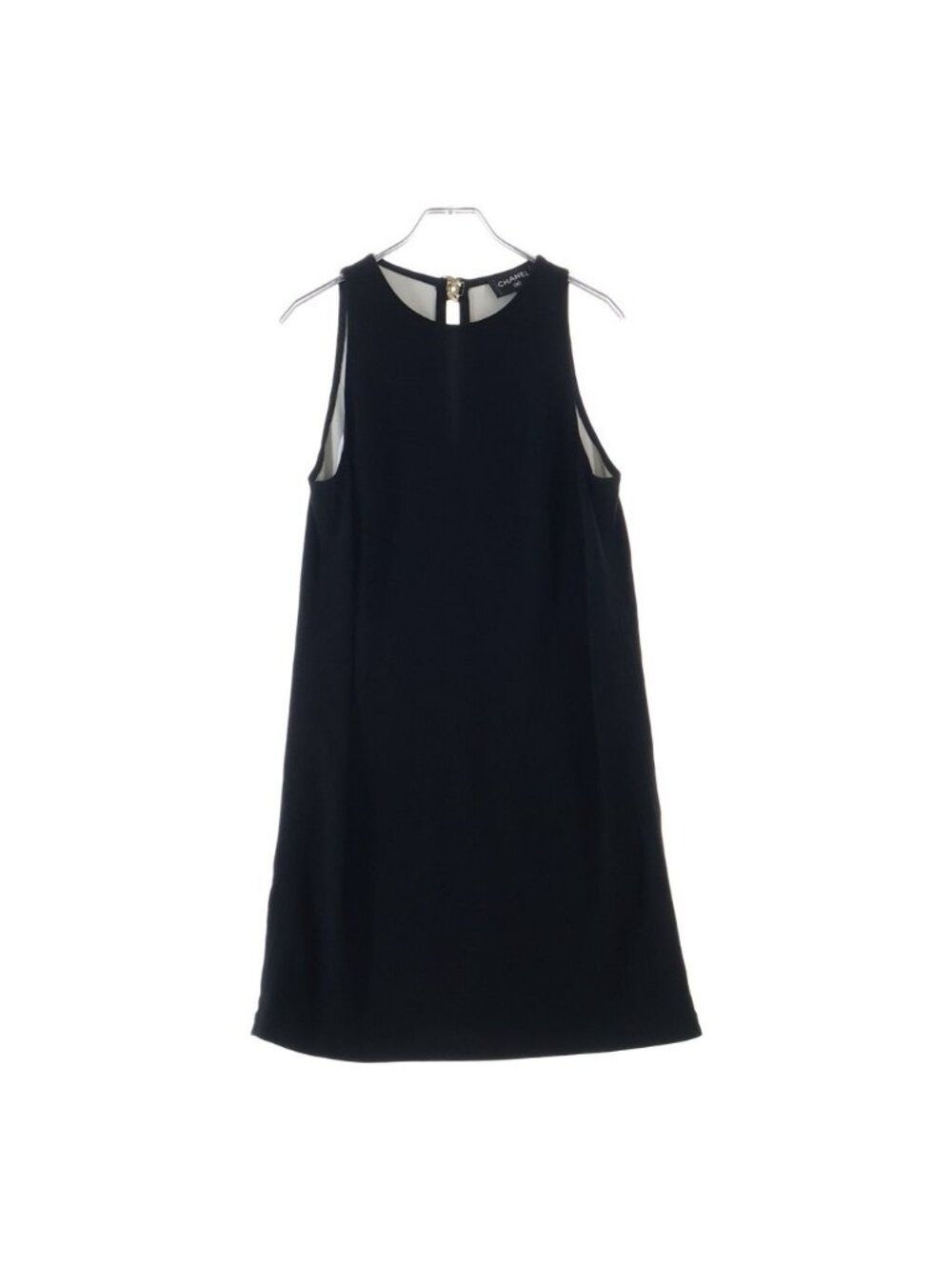 Chanel Short Dress Sleeveless CC Logo Rayon Black